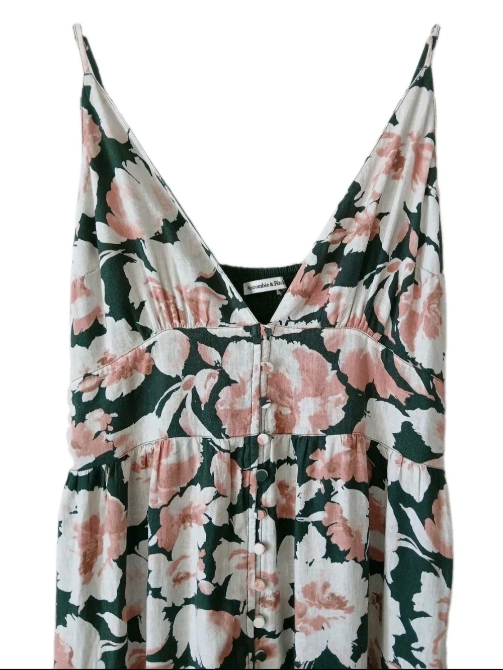 Abercrombie & Fitch Women's Pink Green Floral Summer Maxi Button Dress Size L